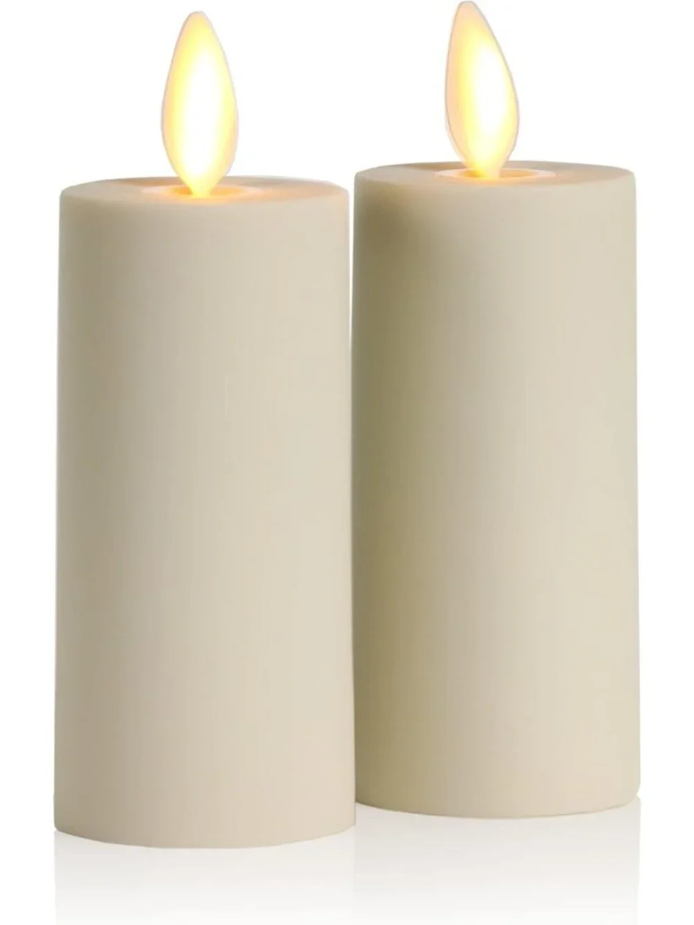 Set of 2 Ivory Flameless LED Votive Candles with Timer & Remote, 1.5